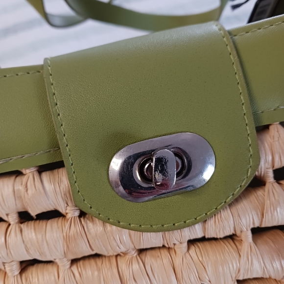 Bijoux Turner Ratan Handbag Beachbag Woven NWT Vacation Beach Summer Green - Picture 2 of 8